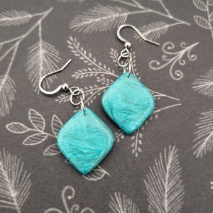 Aquamarine Ocean Waves | Polymer Clay Drop Earrings
